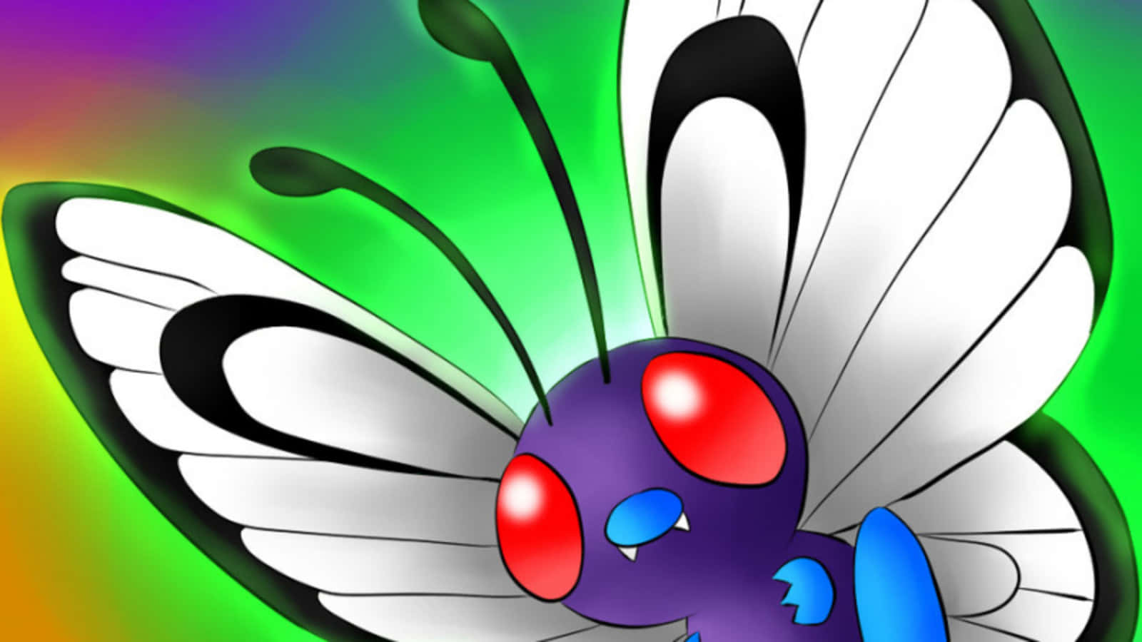 Close-up Butterfree Glowing Green Backdrop Wallpaper