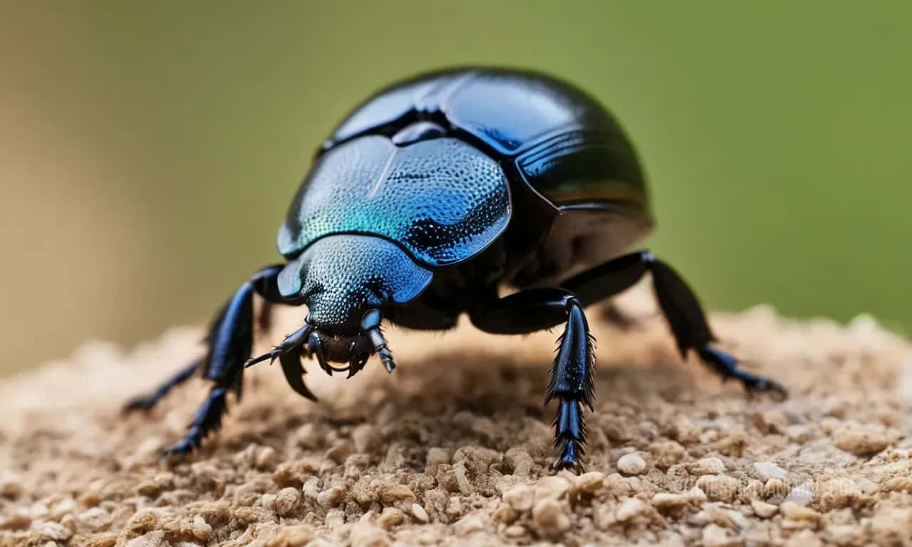 Close Up Dung Beetleon Ground.jpg Wallpaper