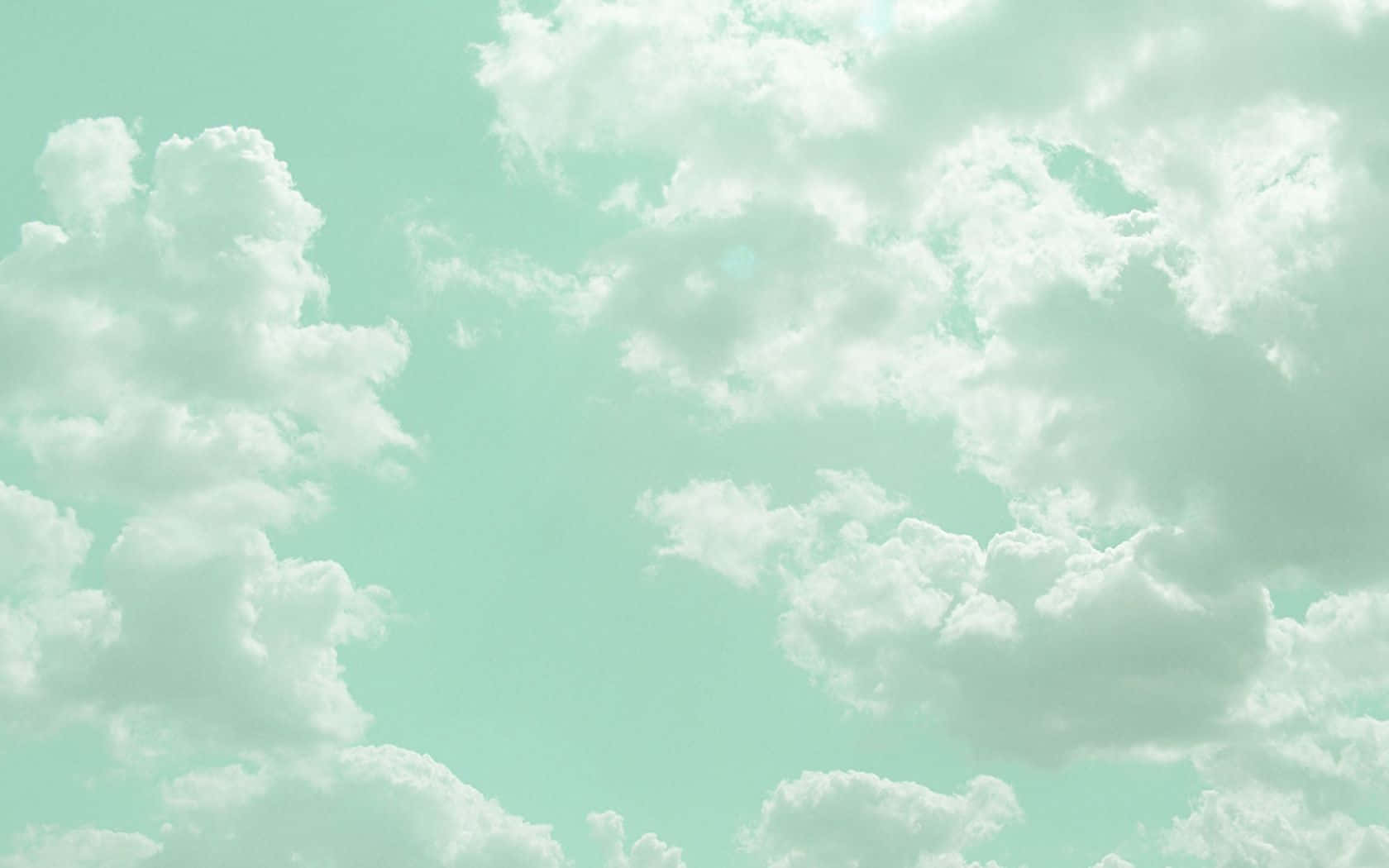 Cloudscape Photography Pastel Green Aesthetic Desktop Wallpaper