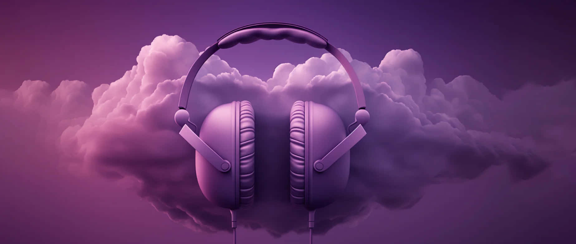 Cloudy Headphones Podcast Concept Wallpaper