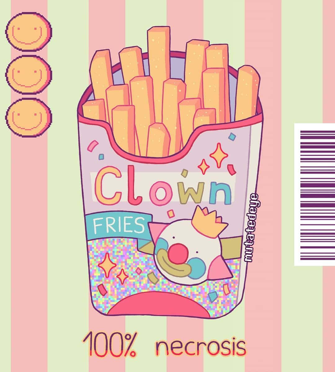 Clown Themed Fries Illustration Wallpaper