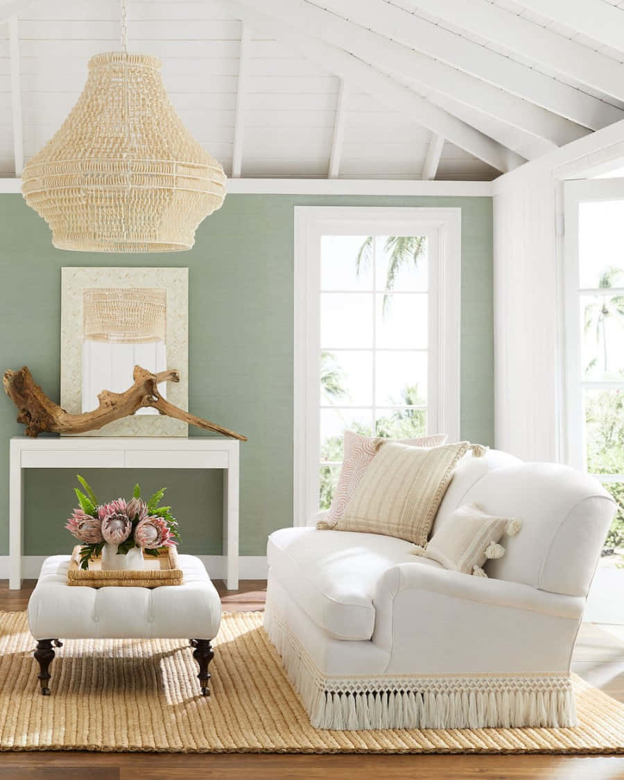 Coastal Chic Living Room Decor Wallpaper