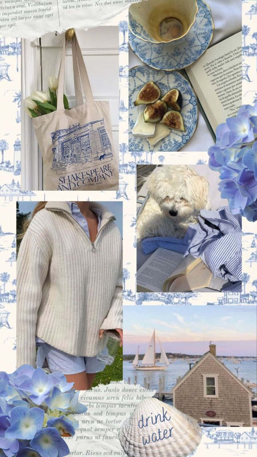 Coastal Granddaughter Aesthetic Collage Wallpaper