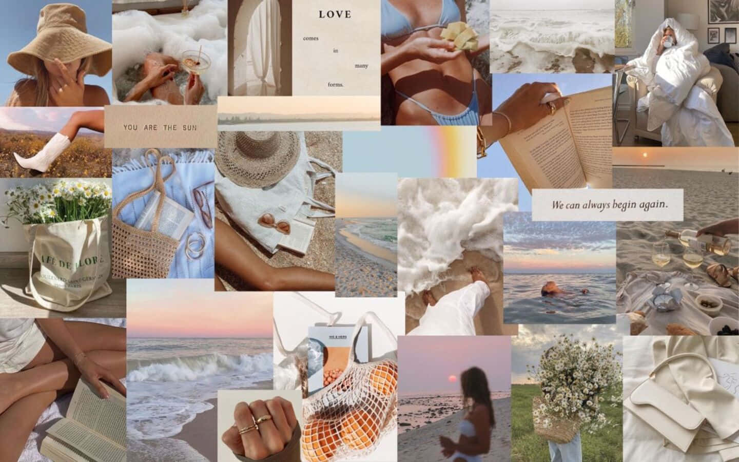 Coastal Granddaughter Aesthetic Collage Wallpaper