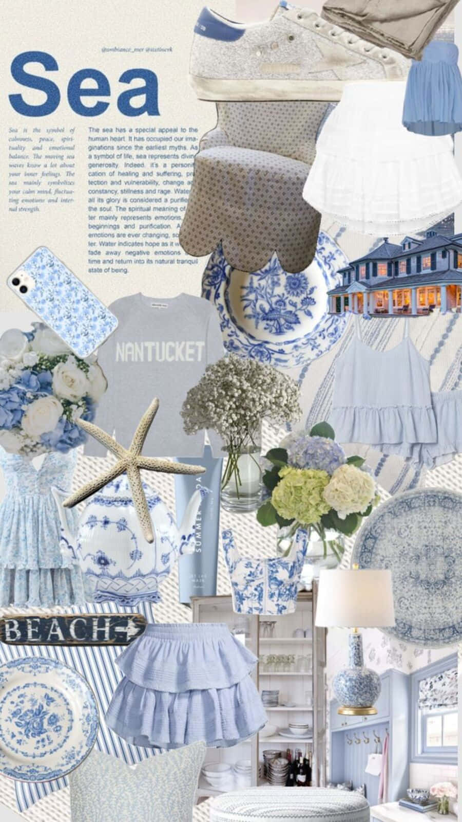 Coastal Granddaughter Aesthetic Collage Wallpaper