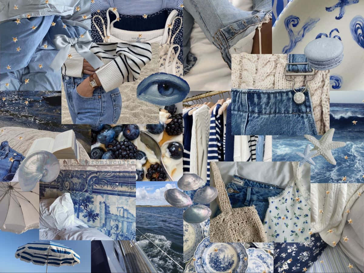 Coastal Granddaughter Aesthetic Collage Wallpaper