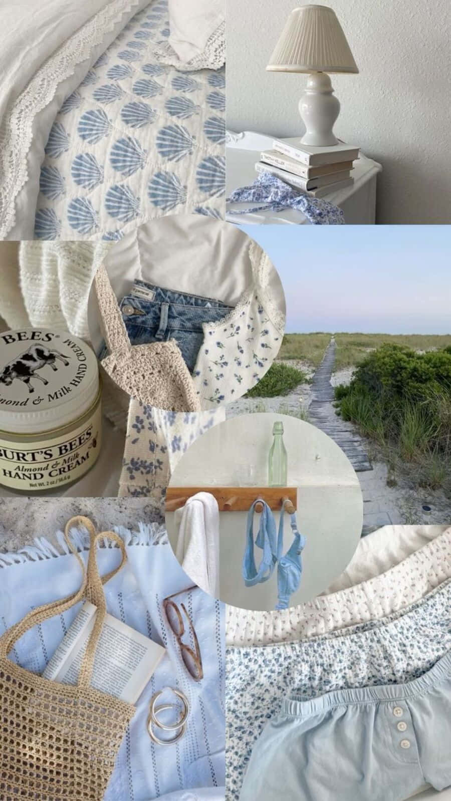 Coastal Granddaughter Aesthetic Collage Wallpaper