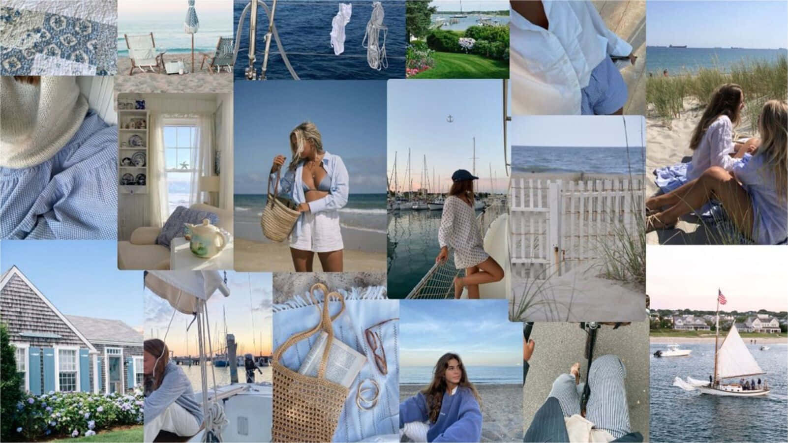 Coastal Granddaughter Aesthetic Collage Wallpaper