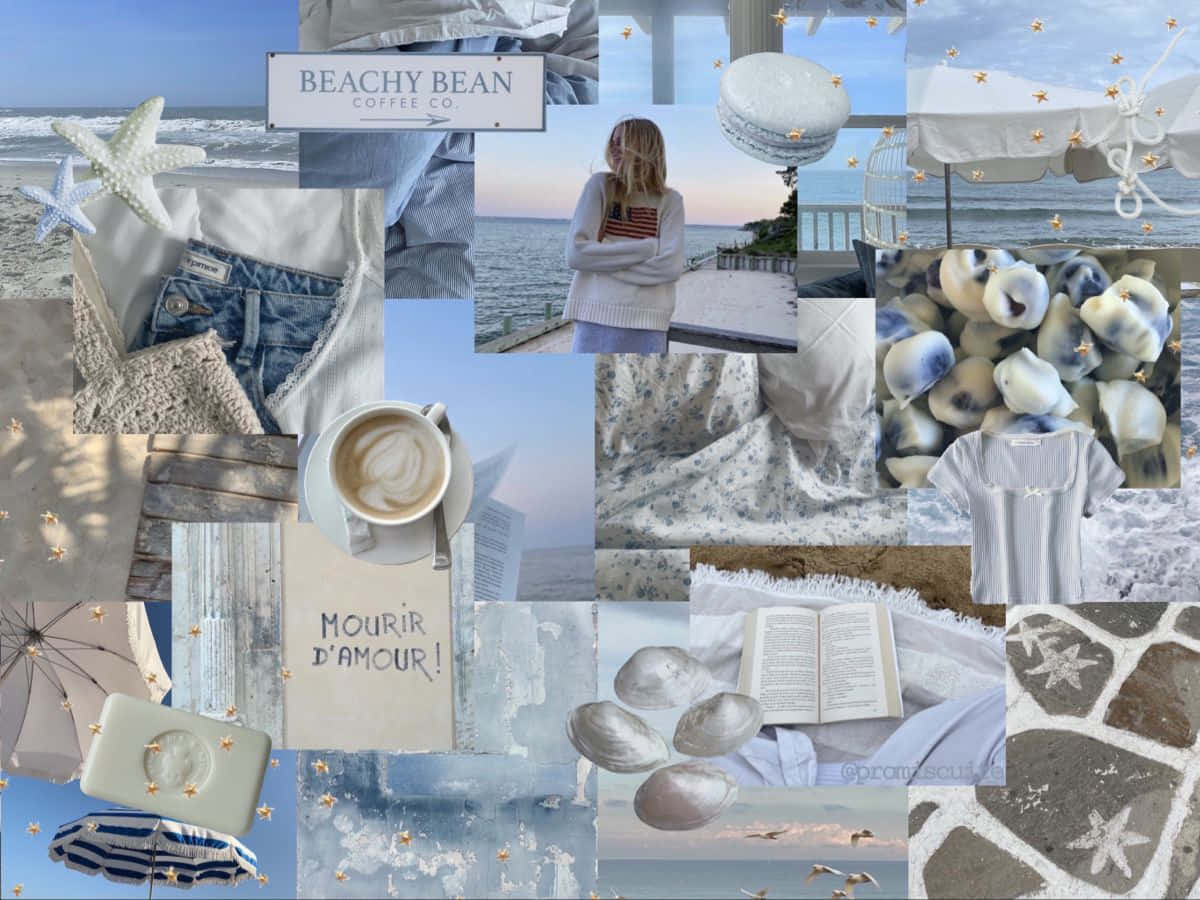 Coastal Granddaughter Aesthetic Collage Wallpaper