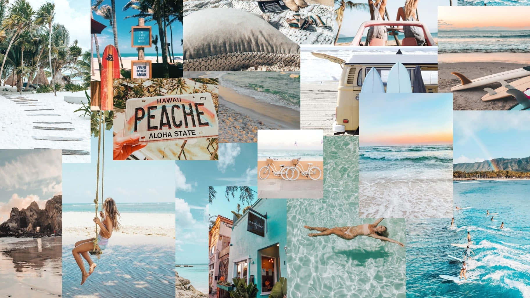 Coastal Vibes Collage Wallpaper