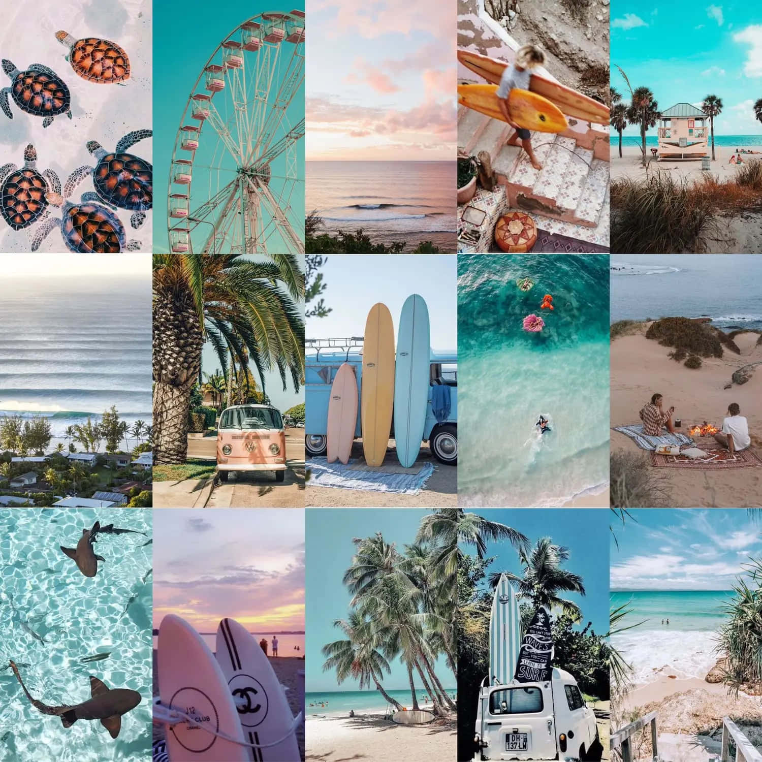 Coastal Vibes Collage Wallpaper