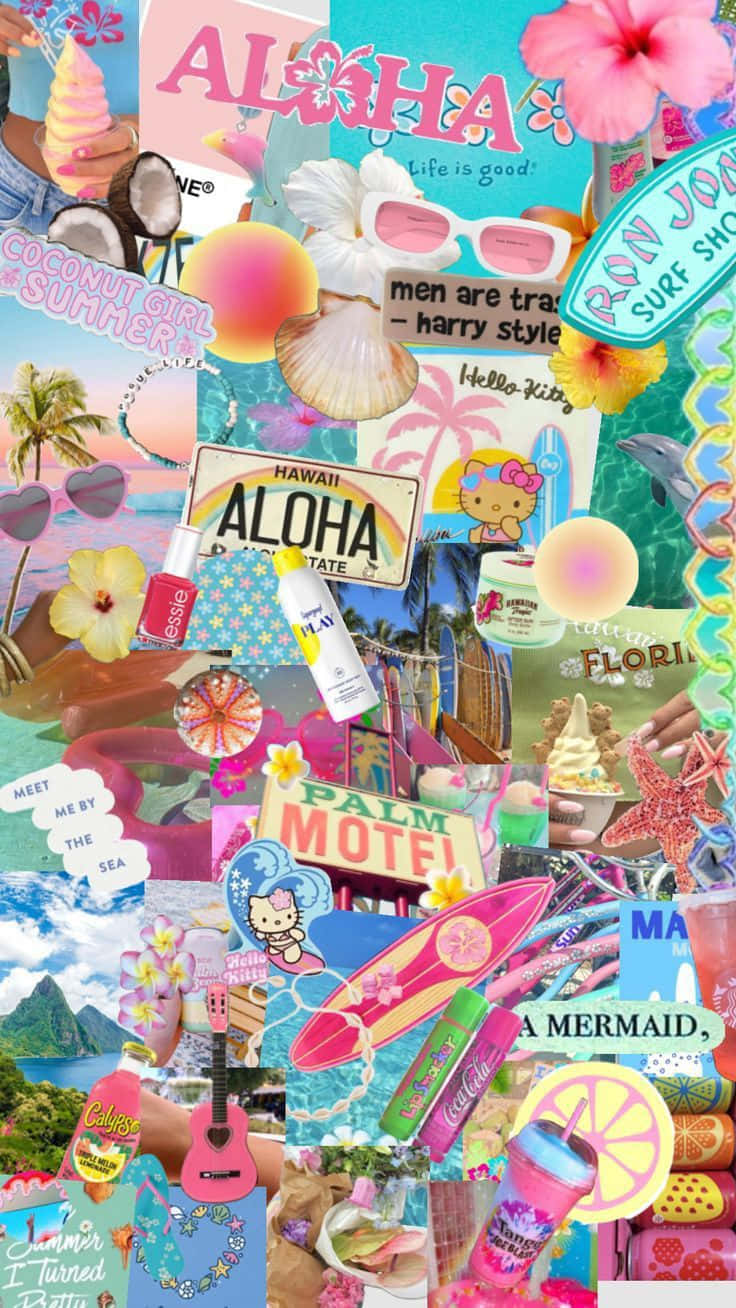 Coconut Girl Aesthetic Collage Wallpaper