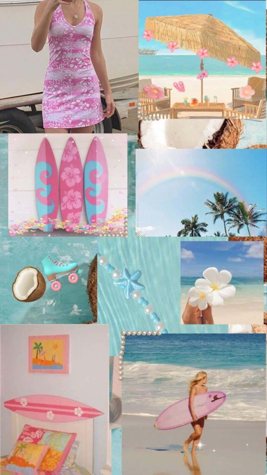 Coconut Girl Aesthetic Collage Wallpaper