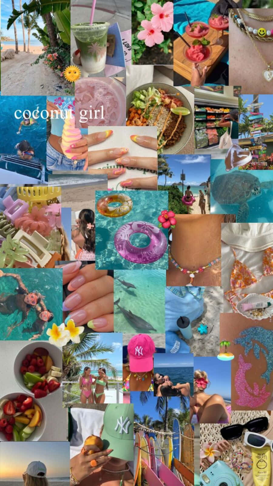 Coconut Girl Aesthetic Collage Wallpaper