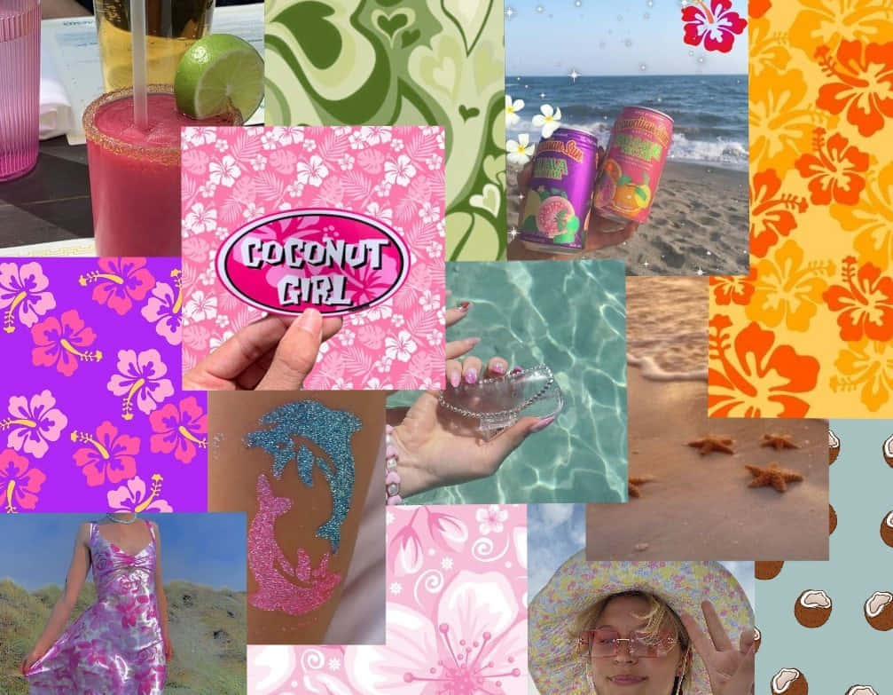 Coconut Girl Aesthetic Collage.jpg Wallpaper