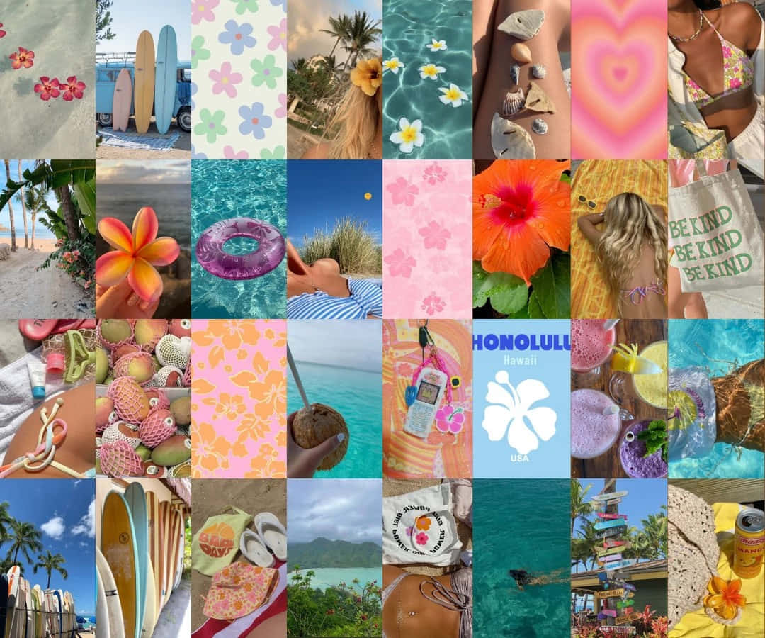 Coconut Girl Aesthetic Collage Wallpaper