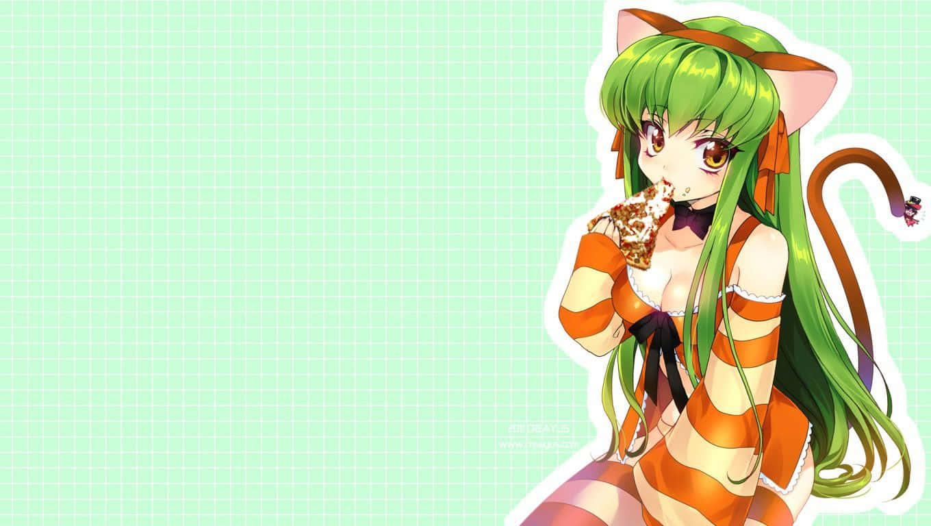 Code Geass C.c. Sitting Elegantly In A Beautiful Meadow Wallpaper