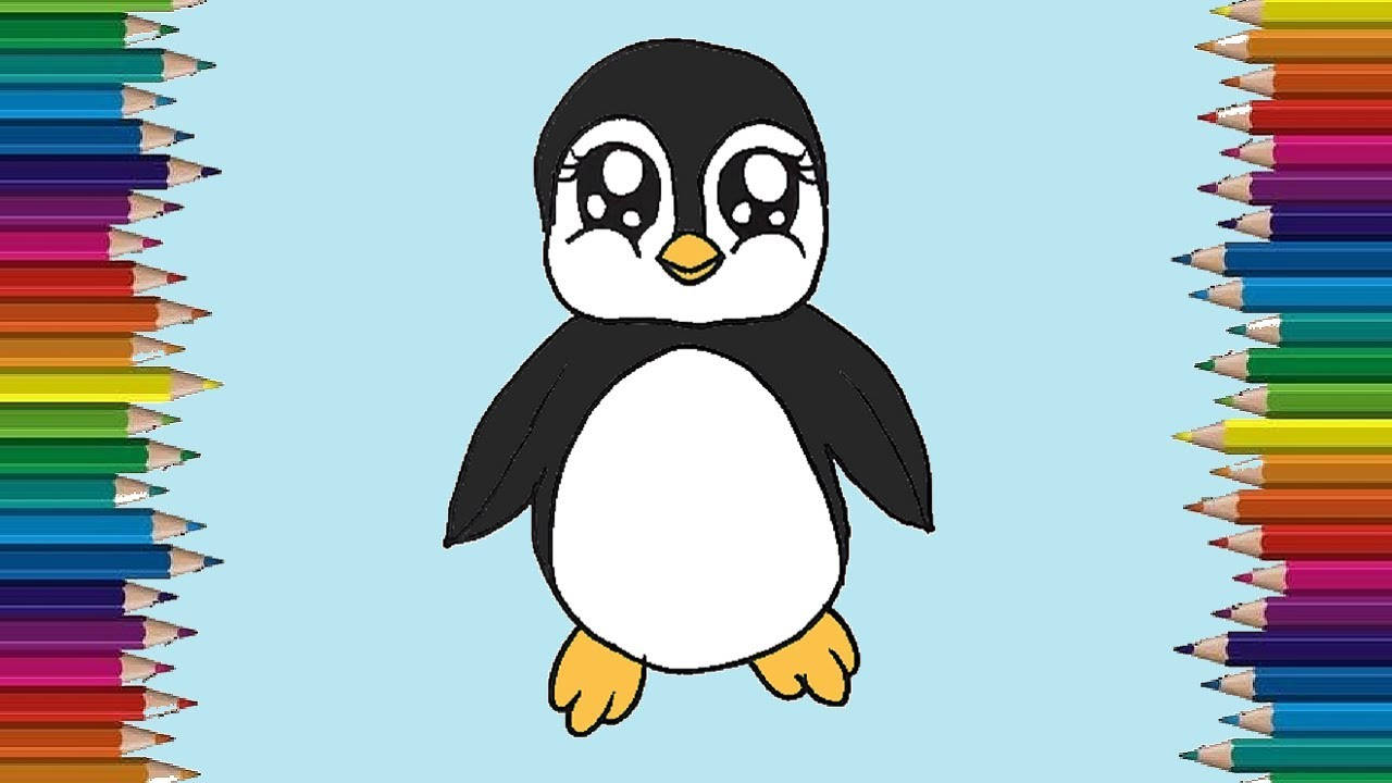 Colored Baby Penguin Art Wallpaper