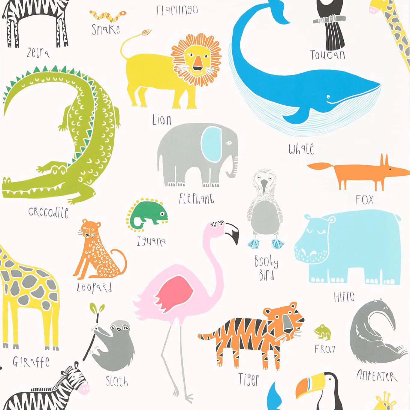 Colorful Animal Illustrations Wallpaper