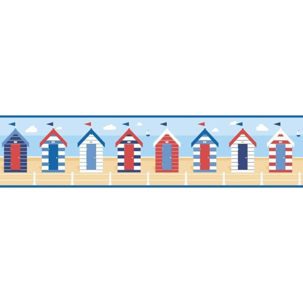 Colorful Beach Huts Lined Up On A Beautiful Seashore Wallpaper