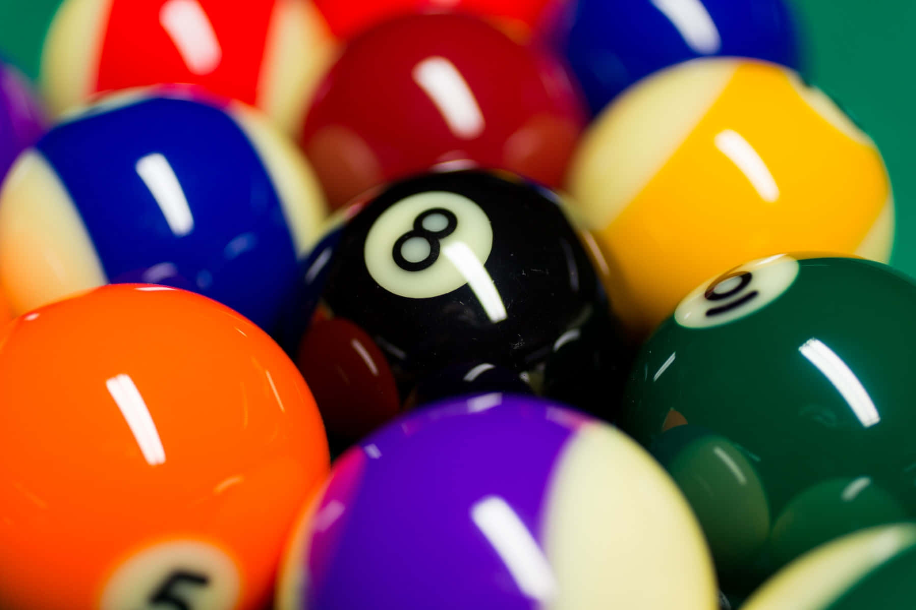 Colorful Billiard Ballswith Focuson Number Eight Wallpaper