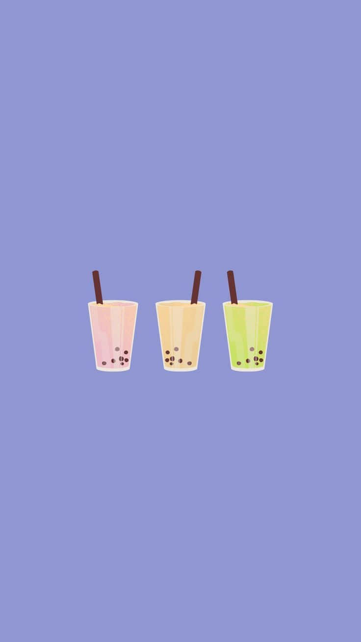 Colorful Boba Tea Trio Wallpaper