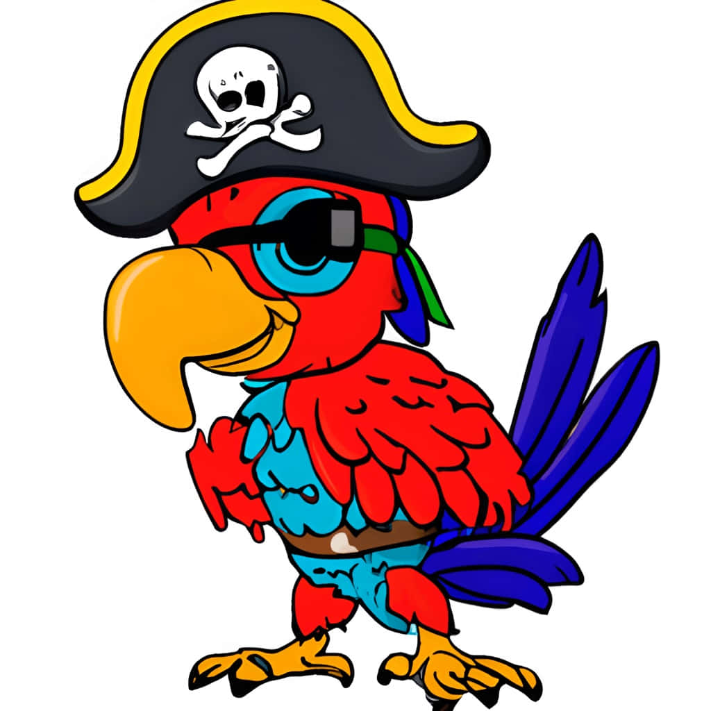 Colorful Cartoon Pirate Parrot Wallpaper