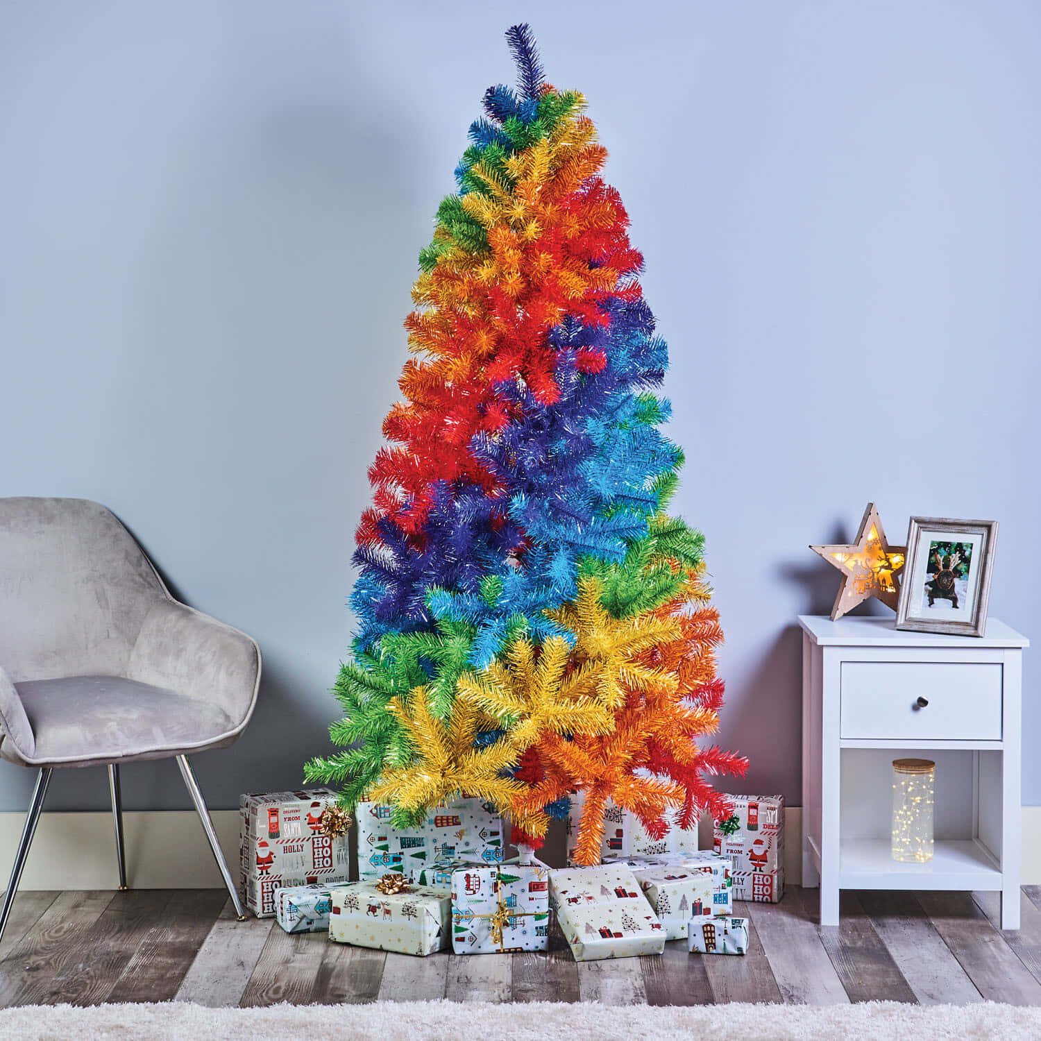 Colorful Christmas Tree With Gifts.jpg Wallpaper