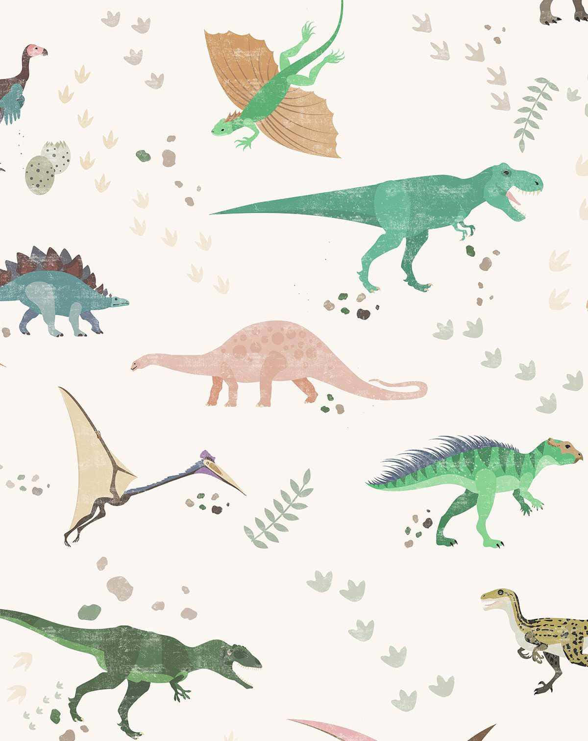 Colorful Dinosaur Pattern Illustration Wallpaper