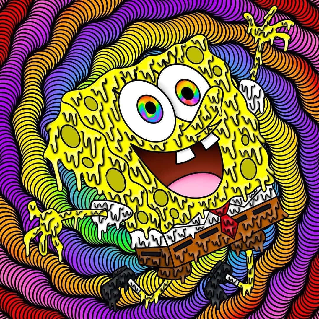 Colorful Drippy Sponge Bob Artwork Wallpaper