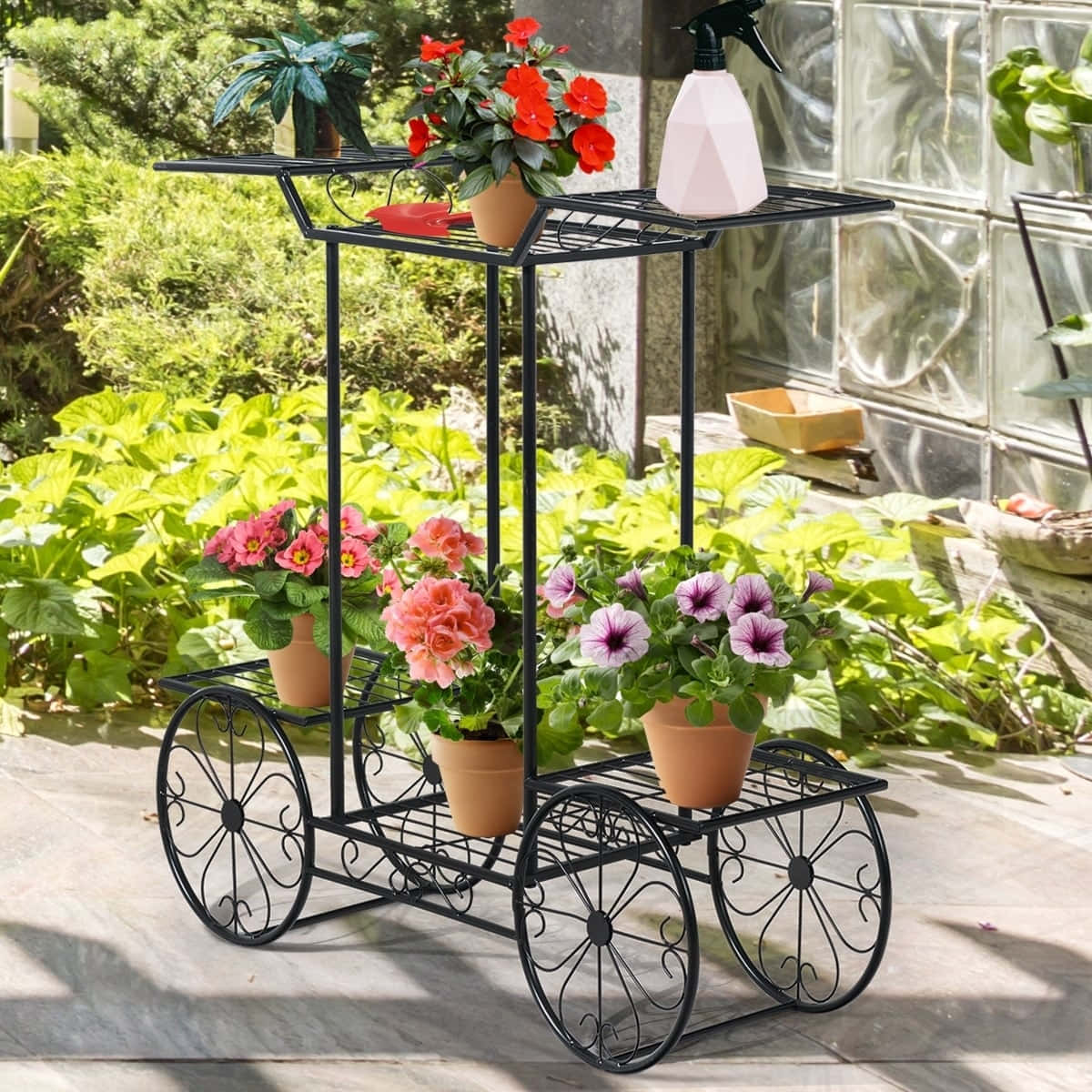 Colorful Flower Cart In Full Bloom Wallpaper