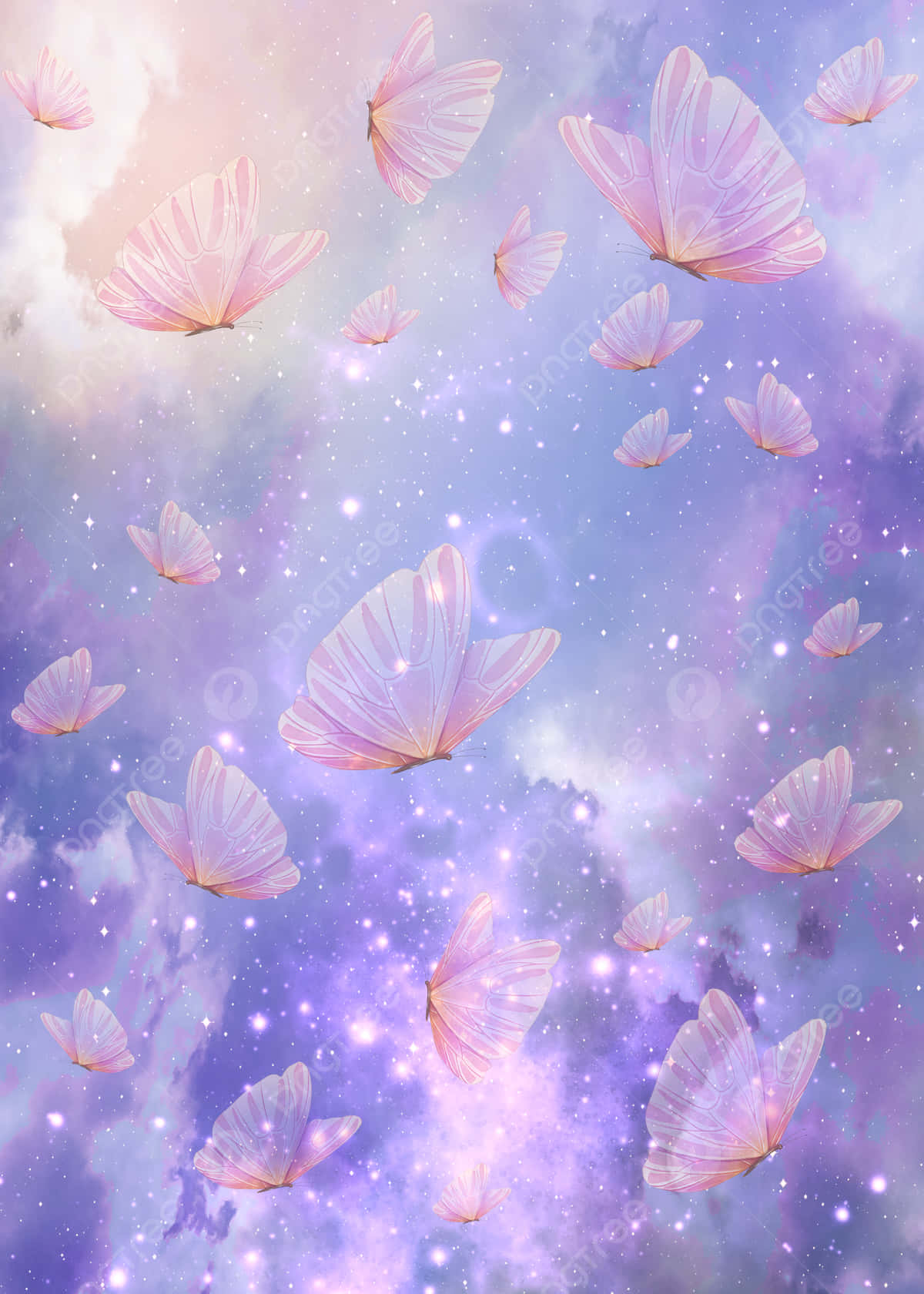 Colorful Glitter Butterfly Wallpaper