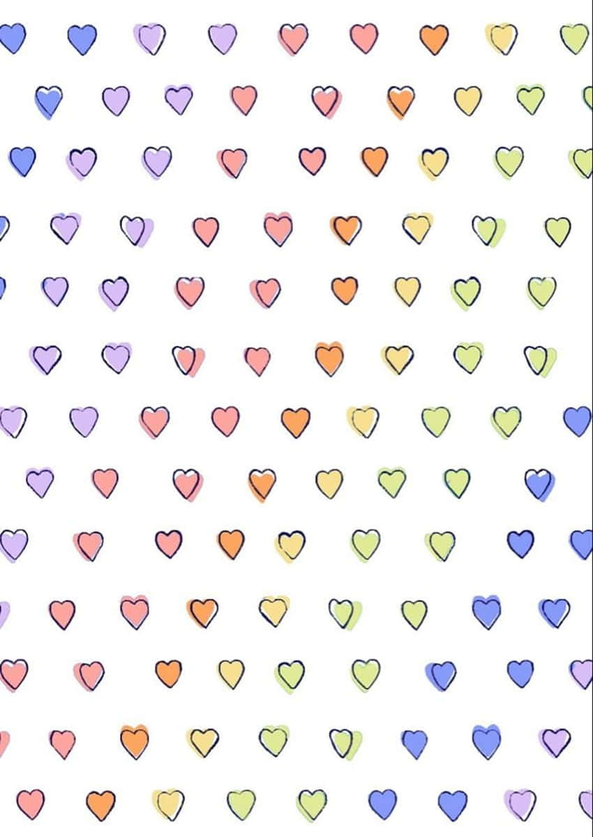 Colorful Hearts Pattern Background Wallpaper