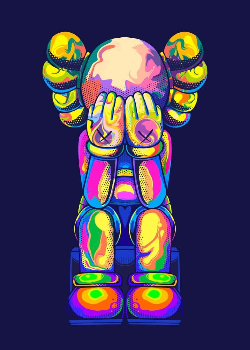 Colorful Kaws Figure Artwork Wallpaper