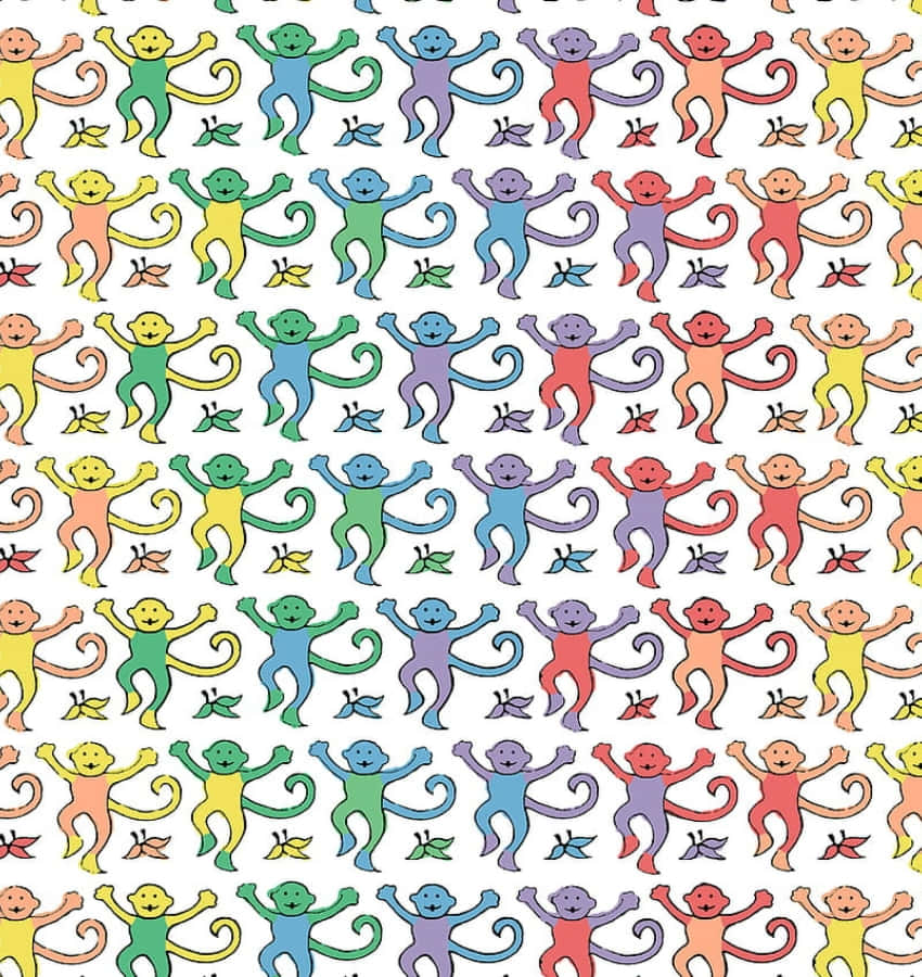 Colorful Monkey Pattern Wallpaper