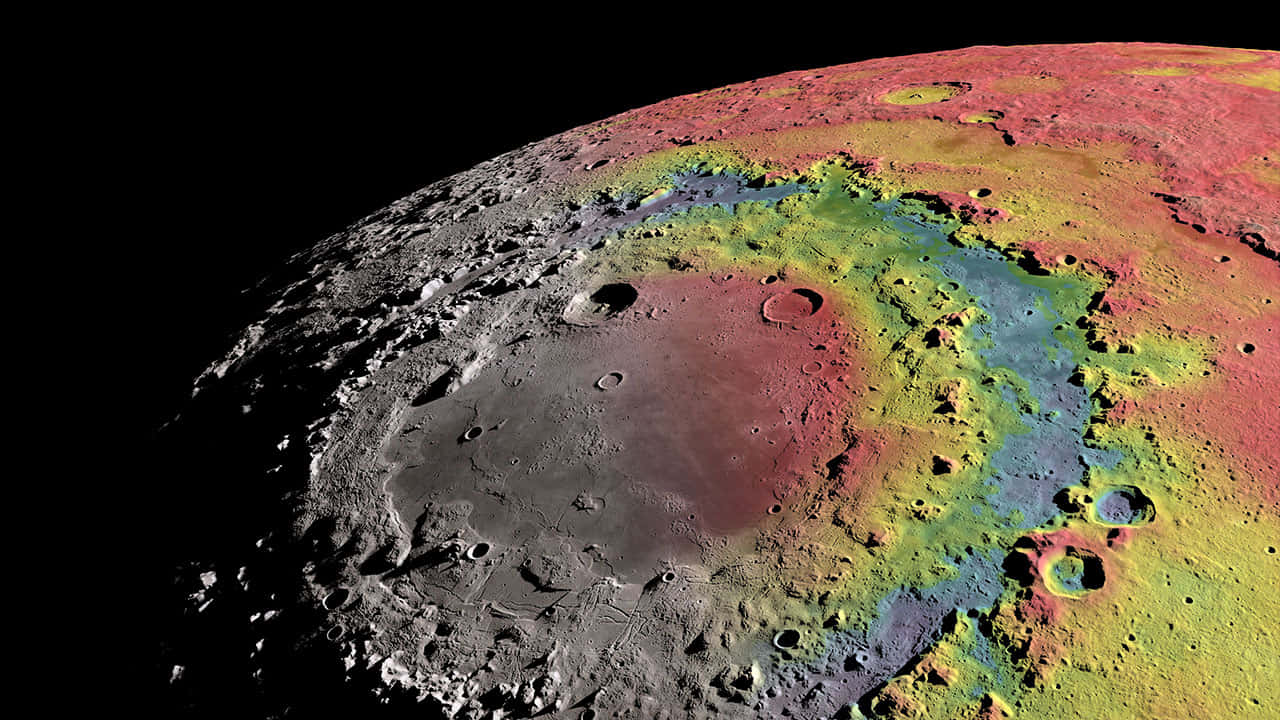 Colorful_ Moon_ Crater_ Topography Wallpaper