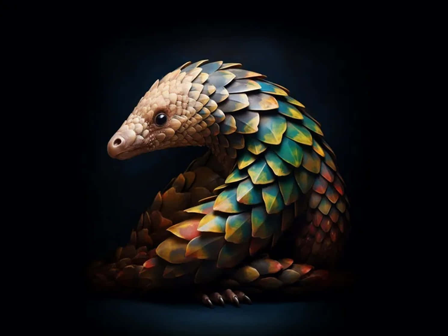 Colorful Pangolin Portrait Wallpaper