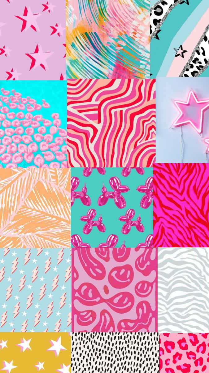 Colorful Preppy Pattern Collage Wallpaper