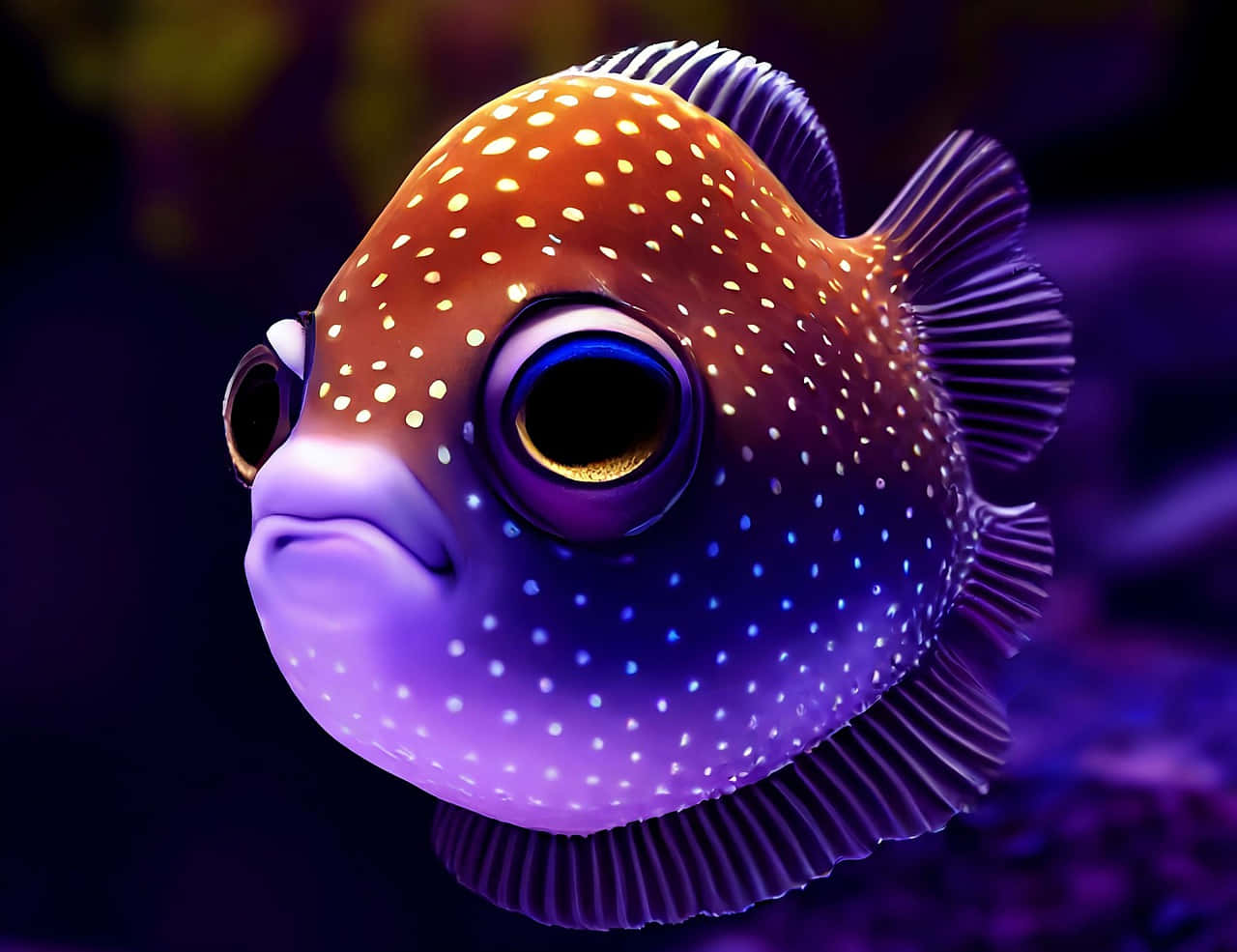 Colorful Pufferfish Portrait Wallpaper