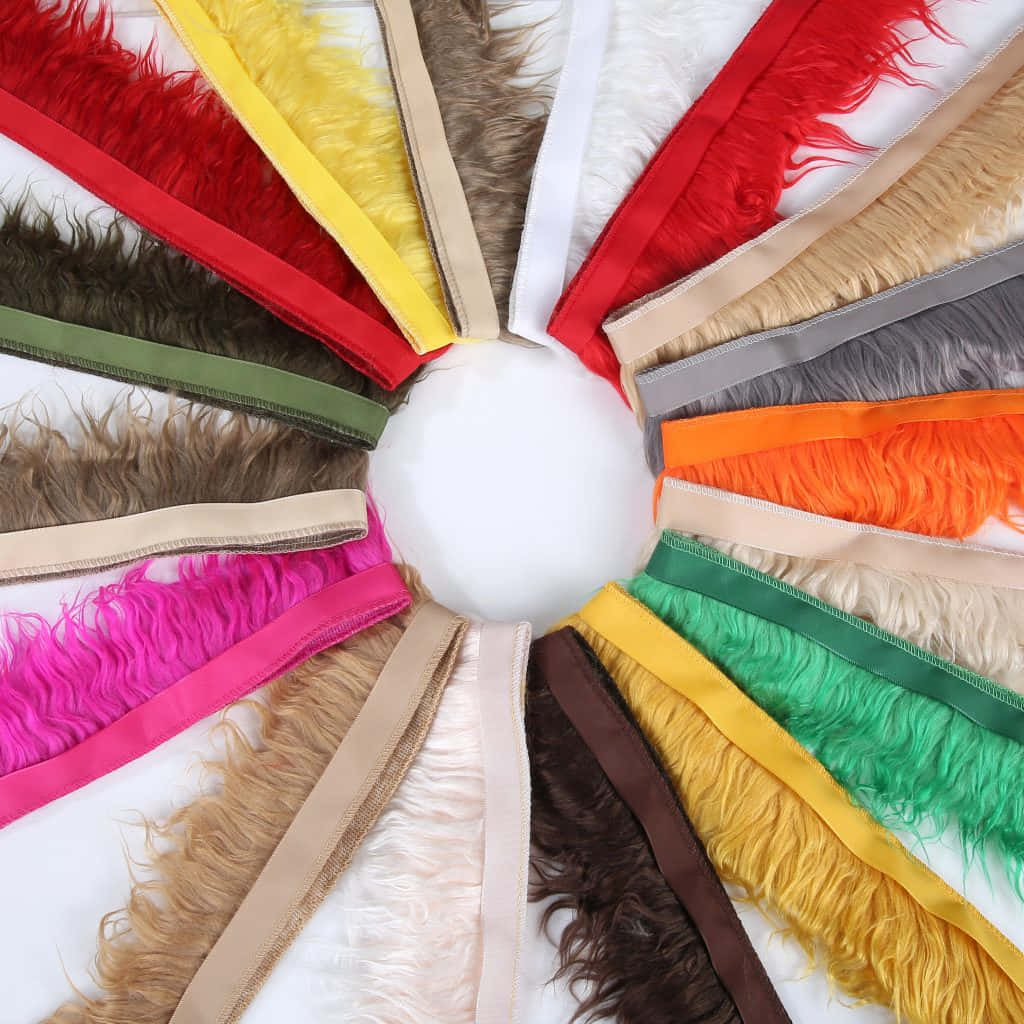 Colorful Ribbonand Feather Textures Circle Wallpaper