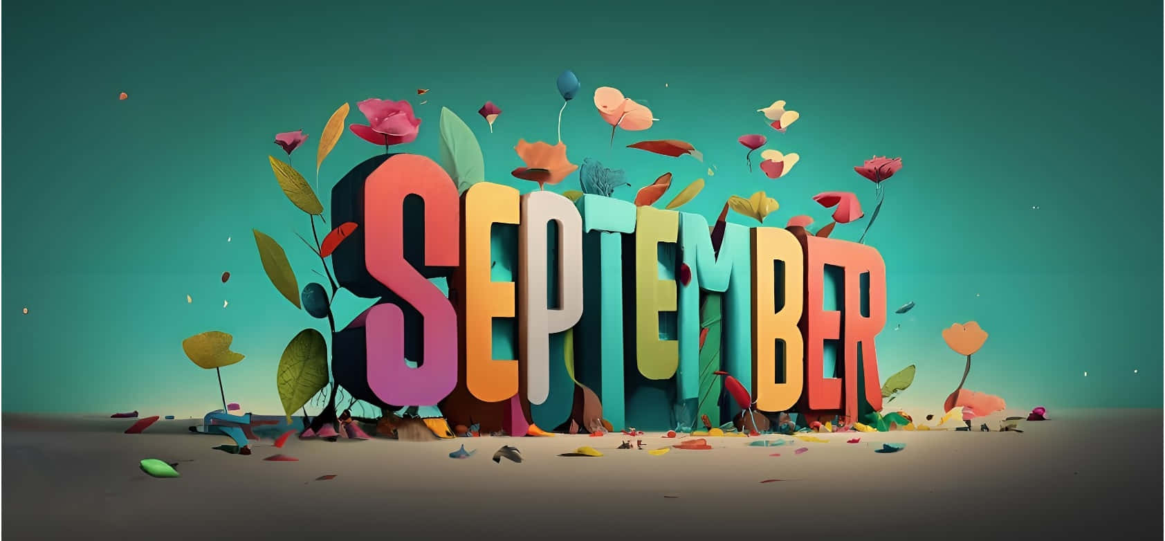 Colorful September3 D Text Art Wallpaper