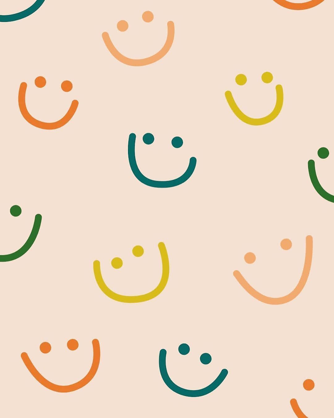 Colorful Smiley Faces Pattern Wallpaper