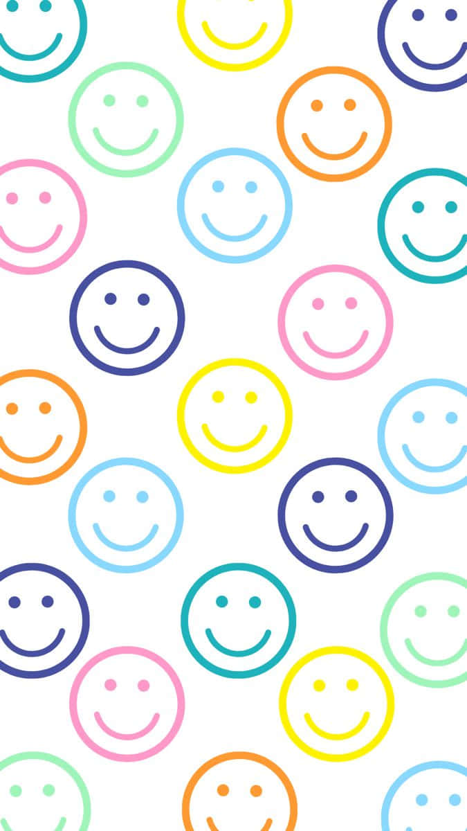 Colorful Smiley Faces Pattern Wallpaper