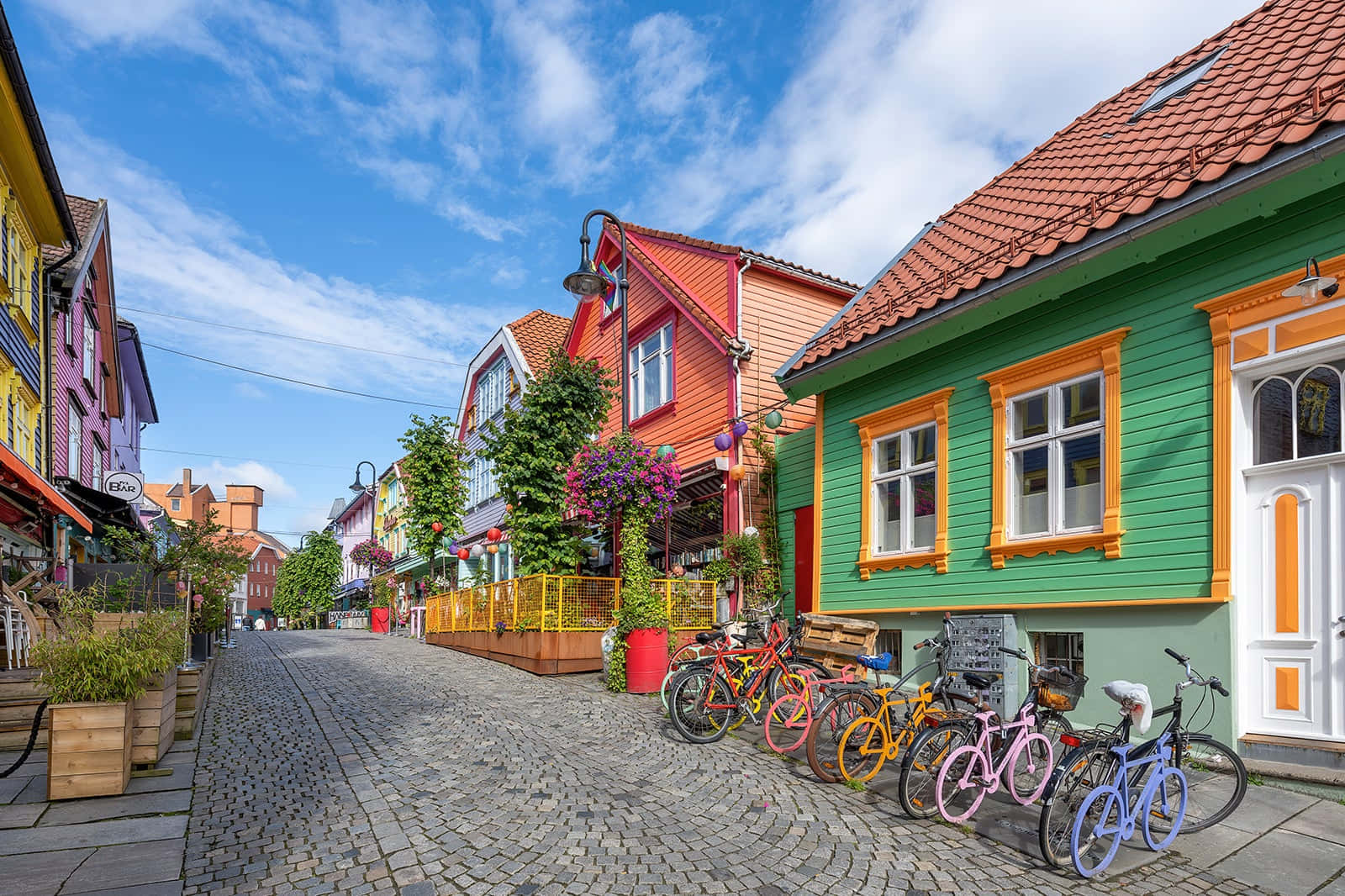 Colorful Stavanger Street Norway Wallpaper