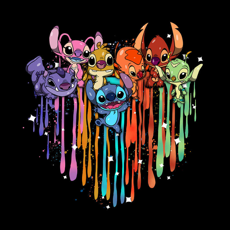 Colorful Stitchand Friends Artwork Wallpaper