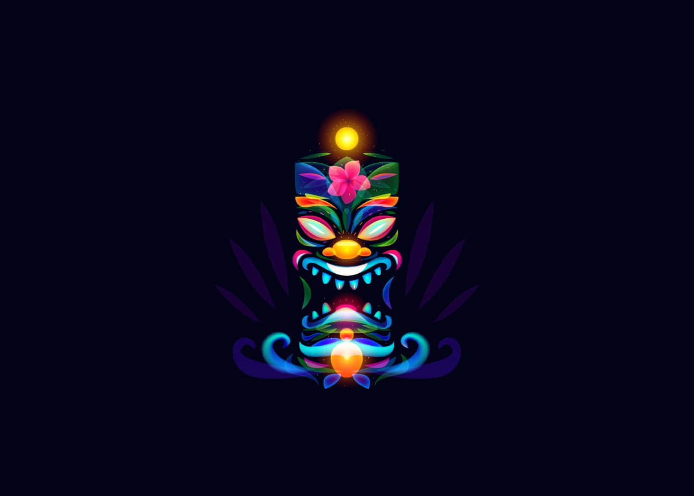 Colorful Tiki Mask Illustration Wallpaper