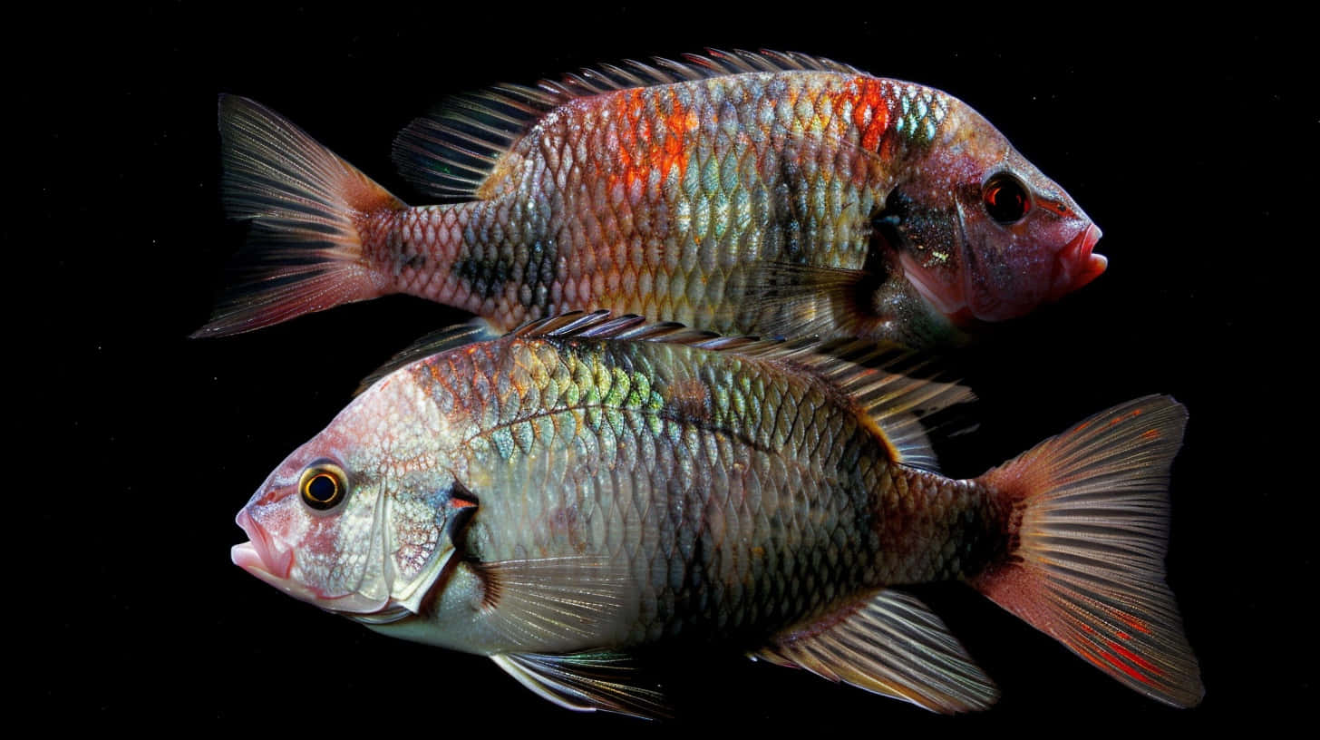 Colorful Tilapia Pair Swimming Wallpaper