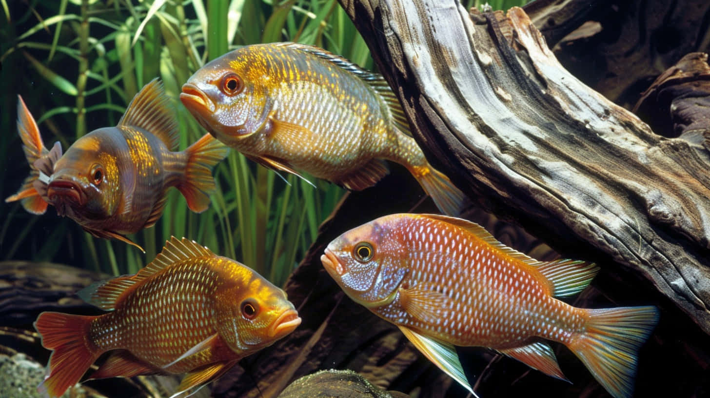 Colorful_ Tilapia_ School_ Underwater Wallpaper