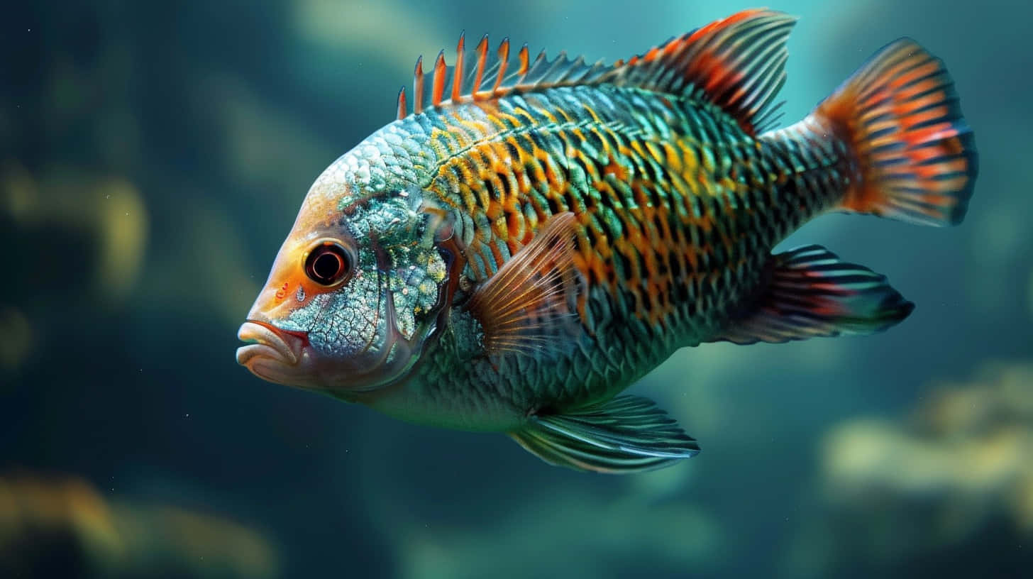 Colorful Tilapia Swimming Underwater.jpg Wallpaper