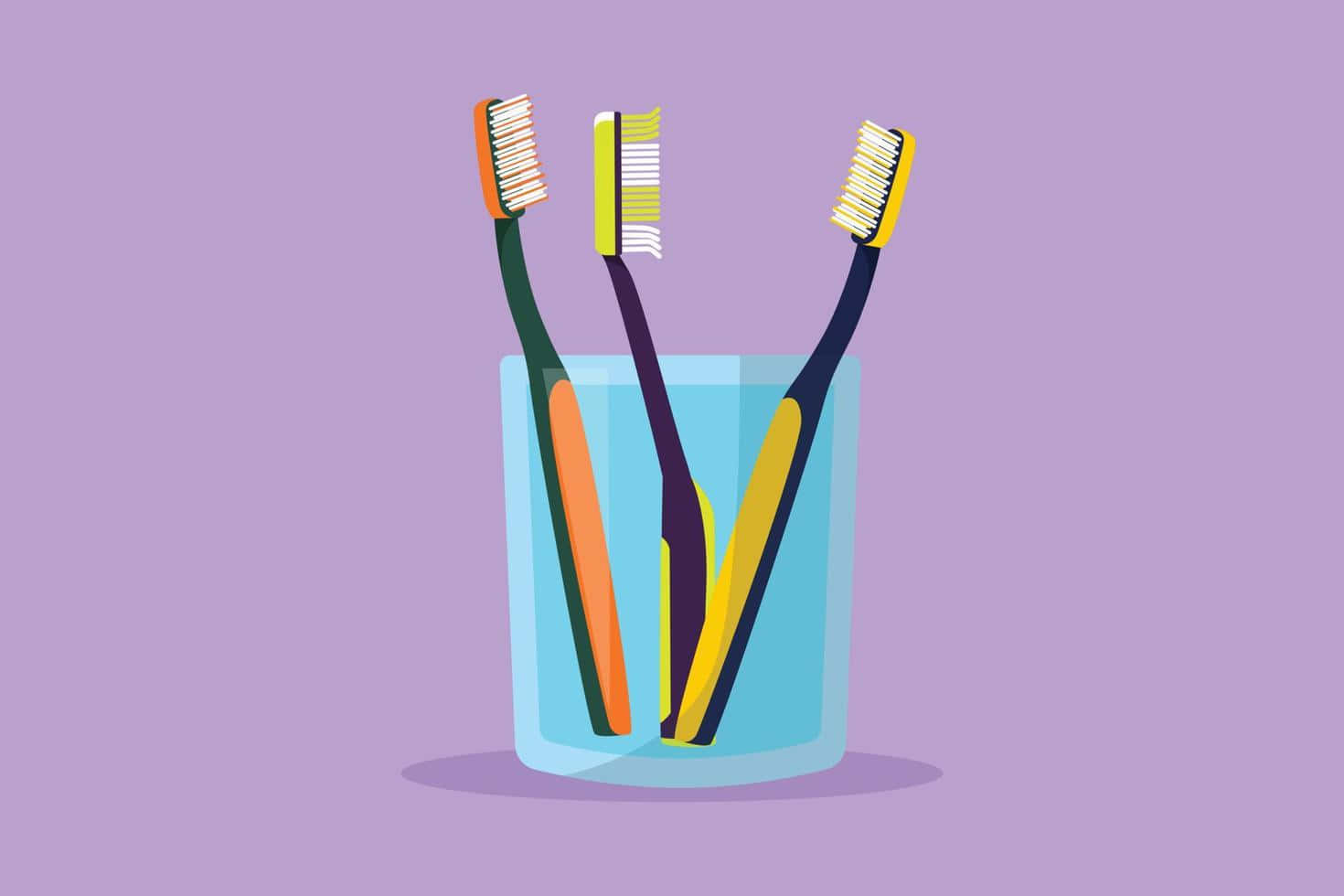 Colorful Toothbrushesin Glass Holder Illustration Wallpaper